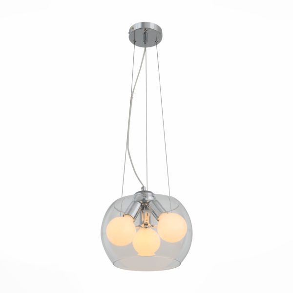 SL512.103.03 Светильник подвесной ST-Luce Хром/Прозрачный E27 Globe 3*60W UOVO — изображение 2