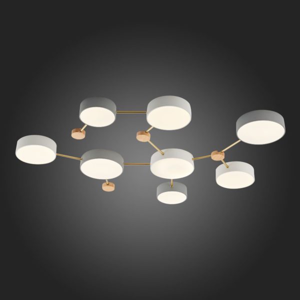 SLE600102-08 Светильник потолочный Золотистый, Светлое дерево/Белый, Серый LED 8*16,5W 4000K DOSSENA — изображение 6