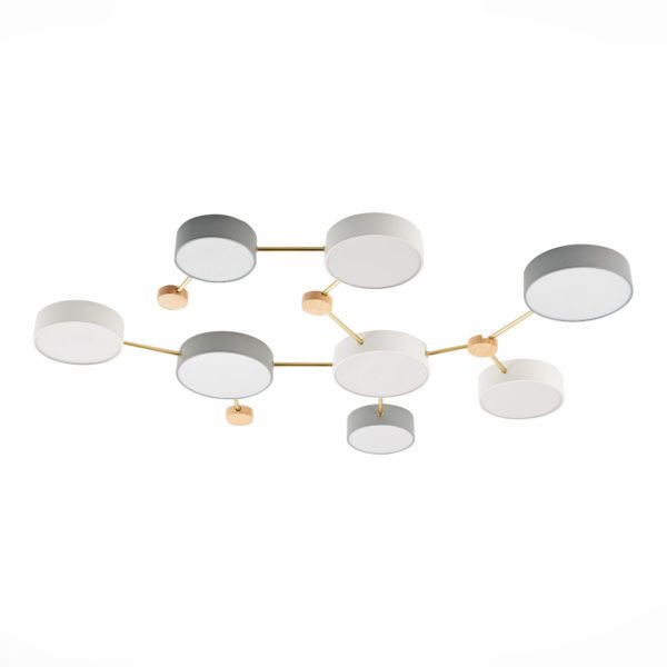 SLE600102-08 Светильник потолочный Золотистый, Светлое дерево/Белый, Серый LED 8*16,5W 4000K DOSSENA — изображение 2
