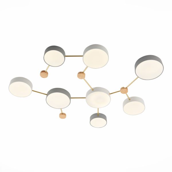 SLE600102-08 Светильник потолочный Золотистый, Светлое дерево/Белый, Серый LED 8*16,5W 4000K DOSSENA — изображение 3