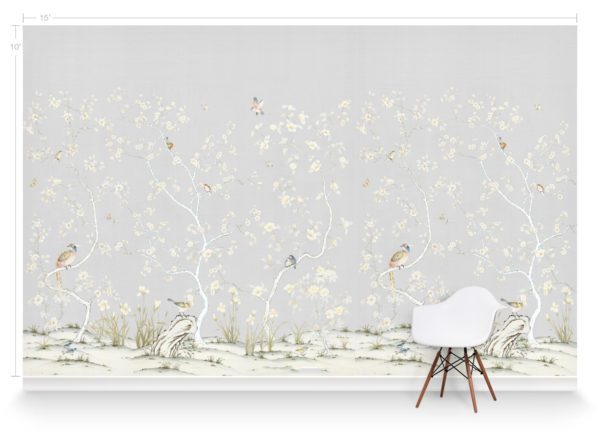 Американские обои Paul Montgomery Studio, коллекция Murals For Unique Walls, артикул Cherry Blossoms White/White