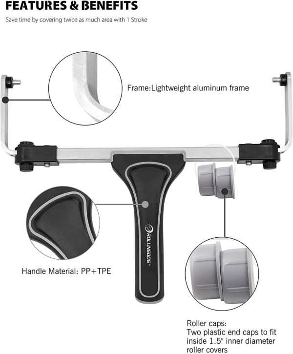 Профессиональный бюгель Adjustable Roller Frame для больших валиков 30-45 см.Размер: 12-18" (300-450мм) Диаметр заглушек: Ø38мм Ручка: мягкое резиновое покрытие (PP+TPE) — изображение 7